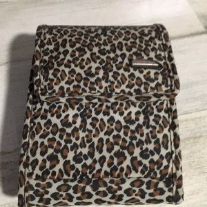 Travelon leopard cross-body passport bag with magnetic closure detachable strap